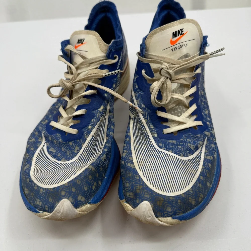 Nike ZoomX Vaporfly Next% Mens 10.5 Blue White Red DD8337-400 Running Shoes